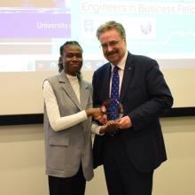 Photograph of Lydia Konduah receiving her award.